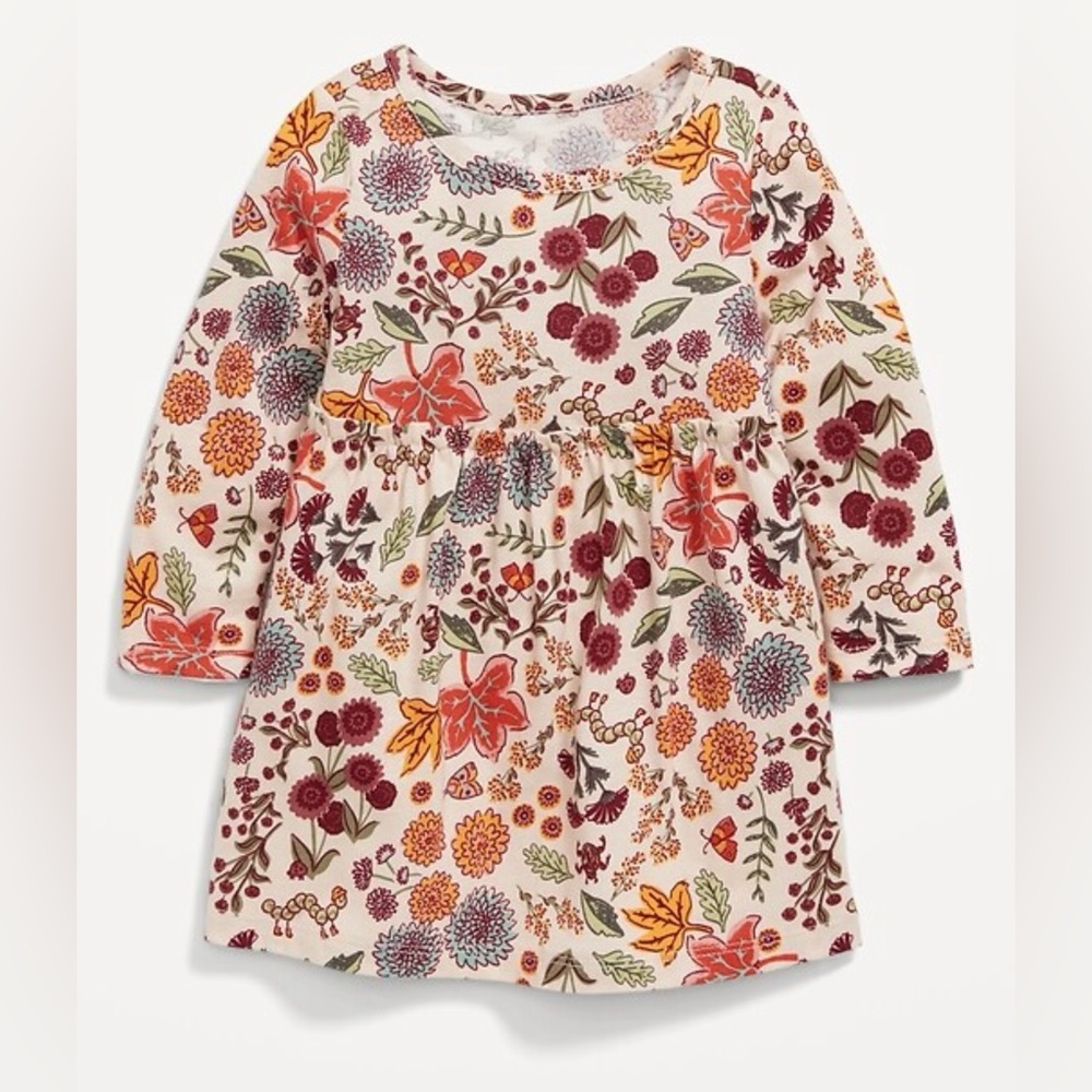 Old Navy Multi Floral Long-Sleeve Printed Jersey-Knit Dress